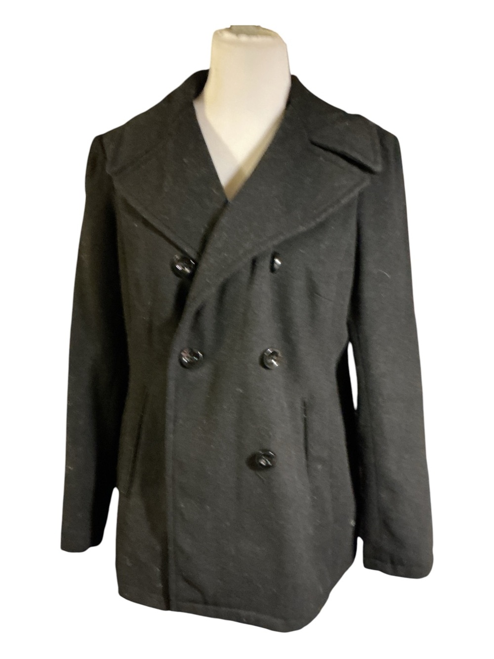 New York & Company Men's Double-Breasted Peacoat - Black